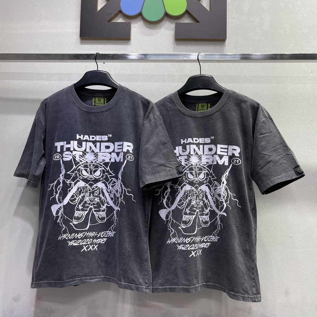 Áo thun Hades Thunder Storm Washed Tee - Áo thun oversize nam nữ AL96