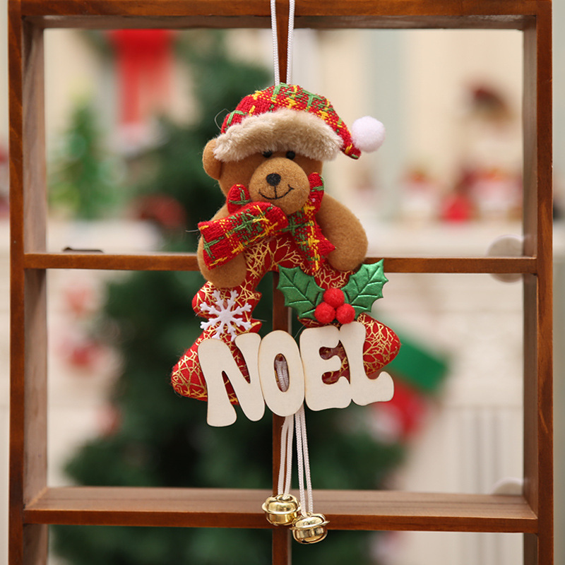 Christmas Bear Santa Snowman Elk Jingle Bell Pendant/ Xmas Tree Hanging Doll Pendant/ Christmas New Year Gifts Party Supplies Holiday Decorations