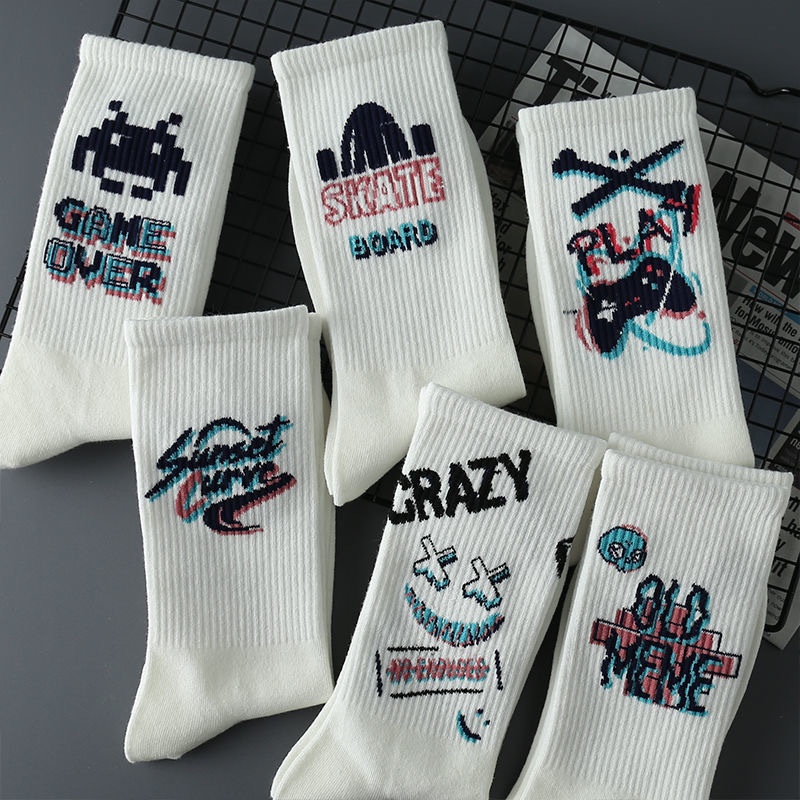 Video Game Anime Middle Tube Socks Men's Calf Socks New Personality Game Style European and American Style Socks Women's Fashion Gothic Cartoon Sports Socks