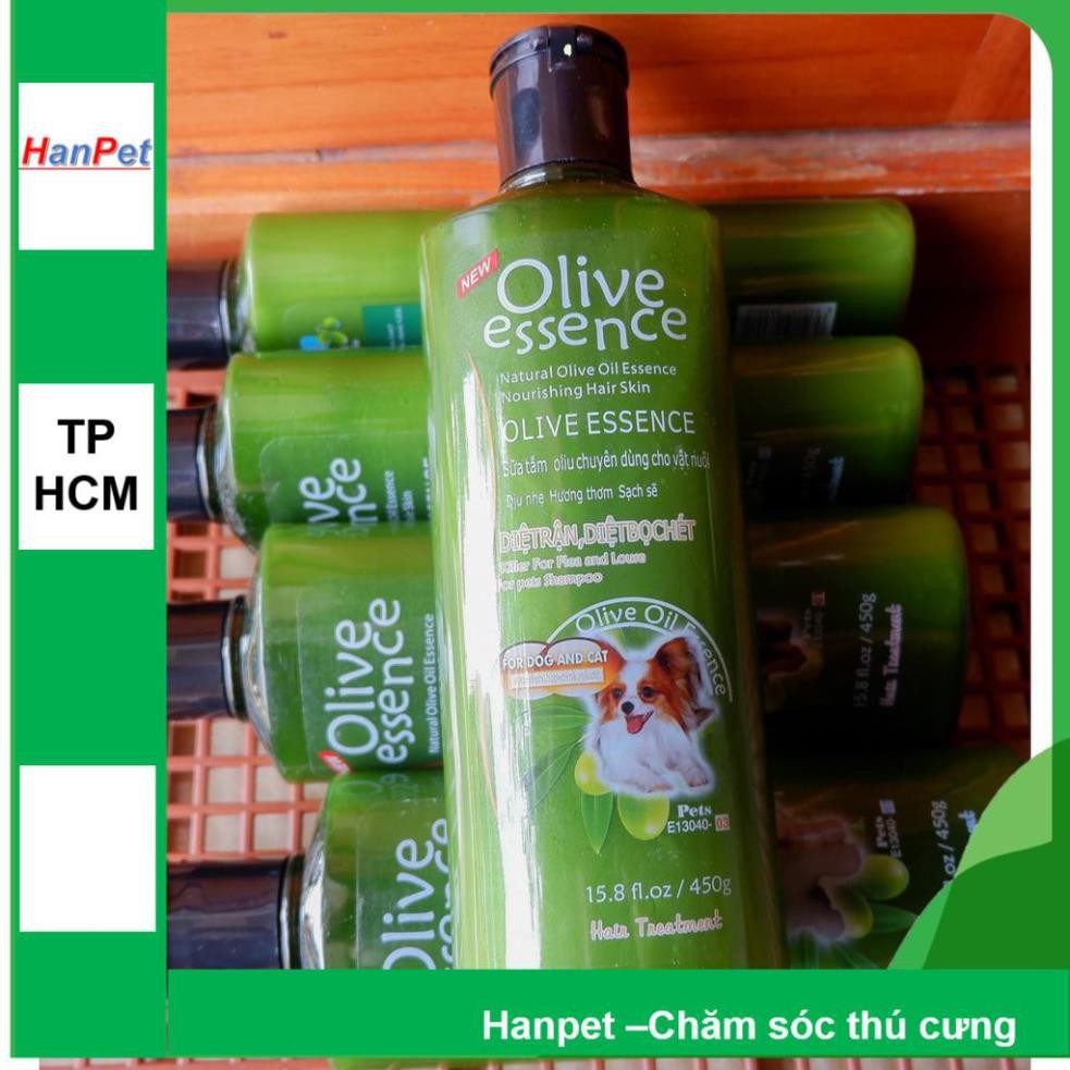 Hanpet.GV- Sữa tắm tinh dầu ô liu OLIVE lông trắng Siêu mềm mượt dung tích 450ml loại cho chó mèo lông trắng