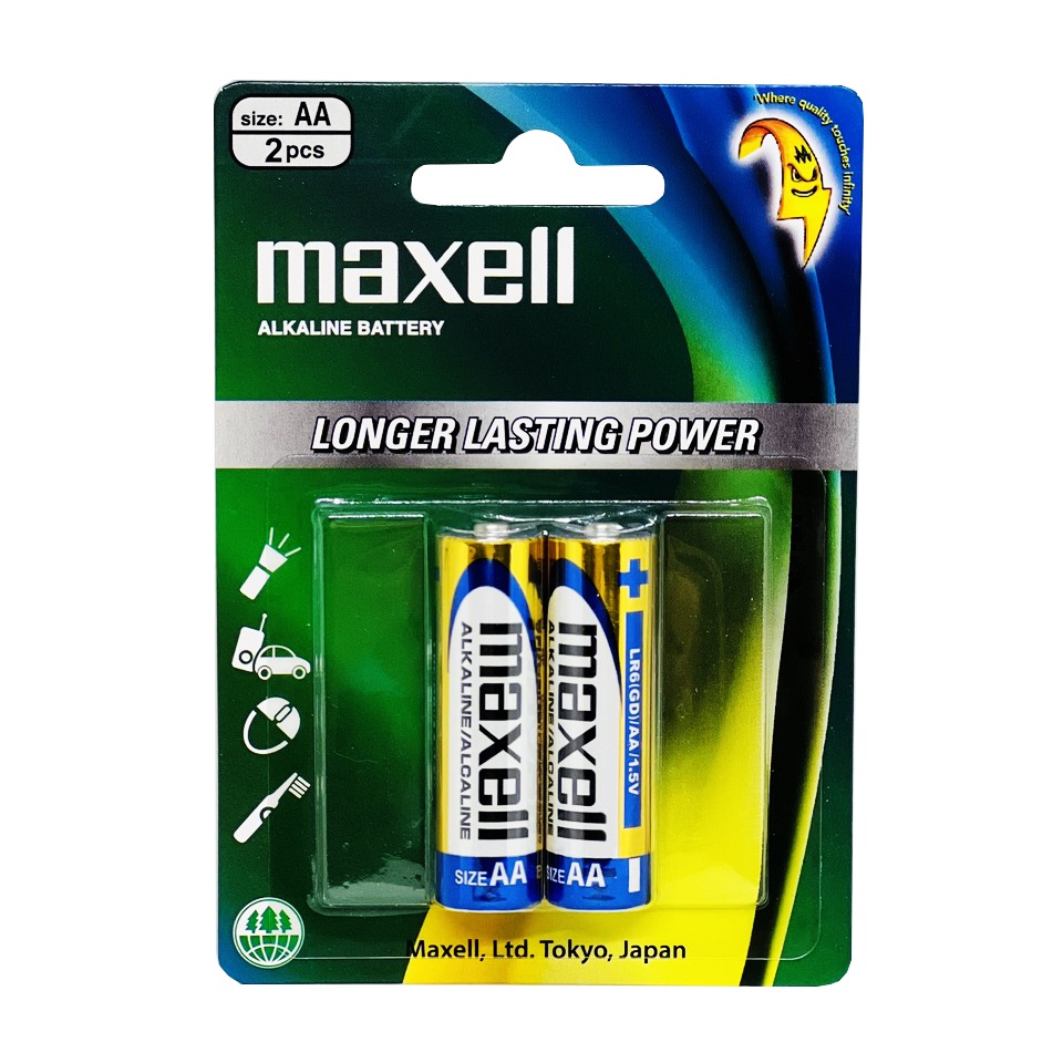 Pin AA Maxell alkaline 1.5V vỉ 2 viên LR6(GD)2B chính hãng