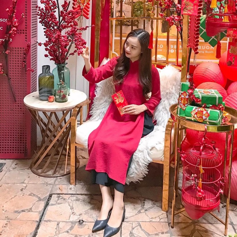 Sumire Store Áo dài Dáng xưa Yên Xuân Đỏ