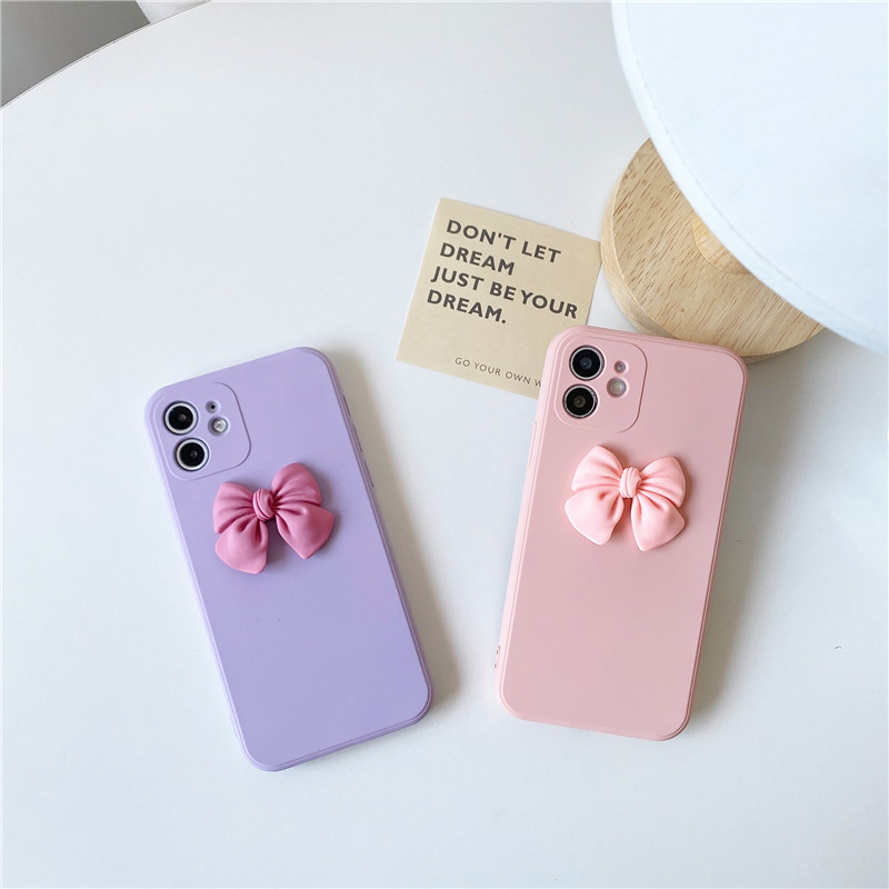 NEW Cute 3D Bowknot Simple Phone Case for IPHONE 12 11 pro max X XR XS MAX 5 5S 6 6S 7 8 12MINI plus cover