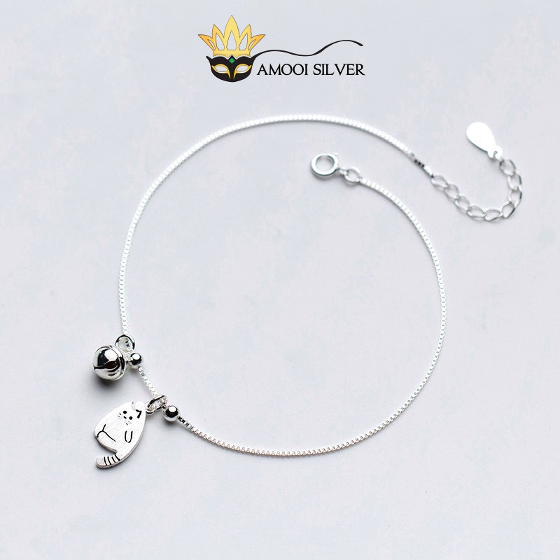 Lắc chân bạc S925 hình mèo ú có chuông - Amooi Silver AC35