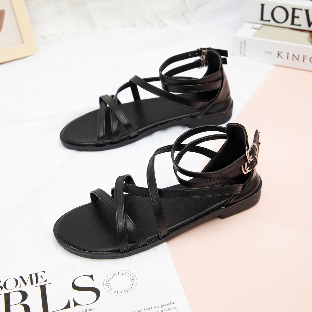 Giày Sandal Nữ thời trang MWC sandal nữ chiến binh quai mảnh dây chéo cá tính NUSD- 12012