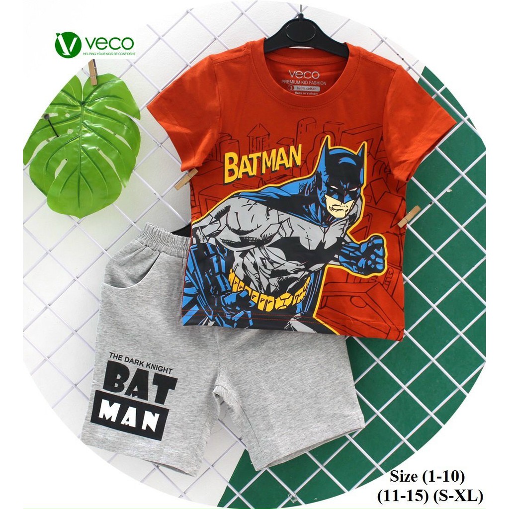 Bộ bé trai cao cấp VECO - Bộ Siêu nhân người dơi Batman 10-30kg