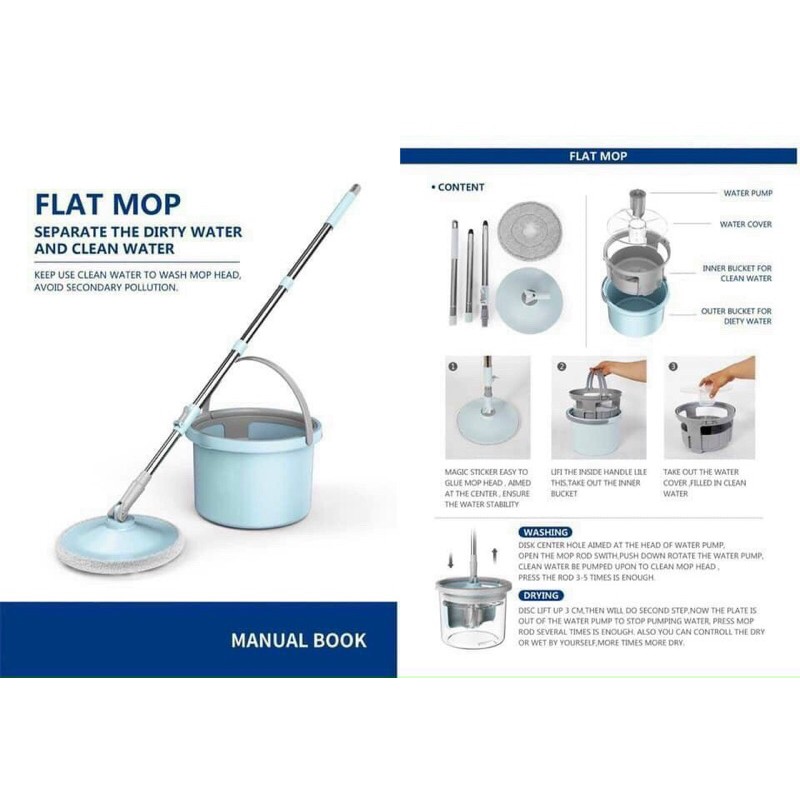 Bộ Cây Lau Nhà Xoay 360 FLAT MOP  [Chính hãng]