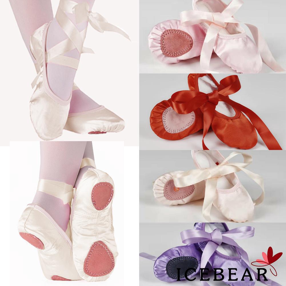 Giày múa ballet phối dây ruy băng cho bé gái