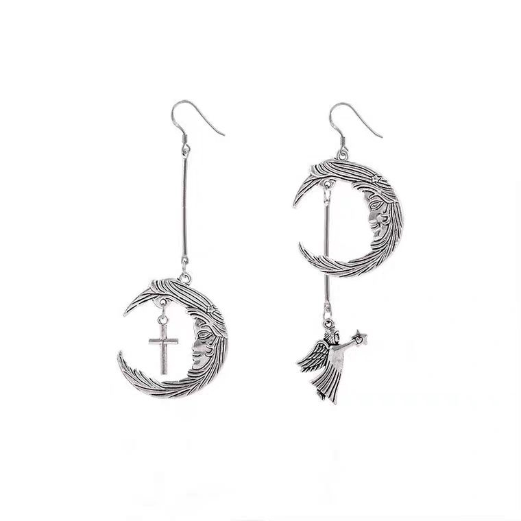 Đôi Bông Tai Hình Mặt Trăng Và Thánh Giá Thời Trang Cho Nữ