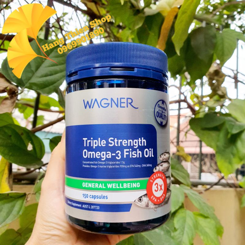(Bill Úc) Siêu dầu Cá  hàm lượng cao 3000mg Wagner Triple Strength Omega-3 Fish Oil – 150 Viên