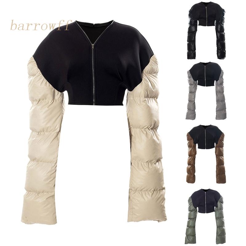 Brroa Áo Khoác Cotton Chắp Vá Gợi Cảm Và Áo Khoác Cotton Giữ Ấm Phong Cách Đường Phố Thu Đông Cho Nữ