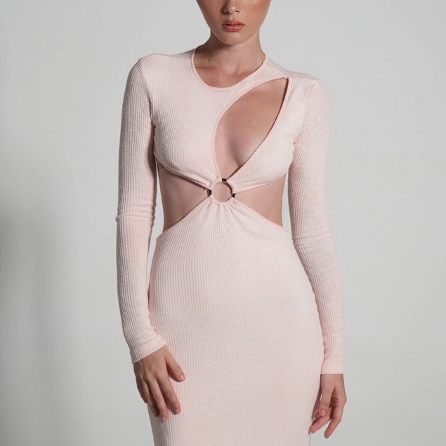 Váy body tay dài chất thun gân ONONMADE Pink Glaucium Dress