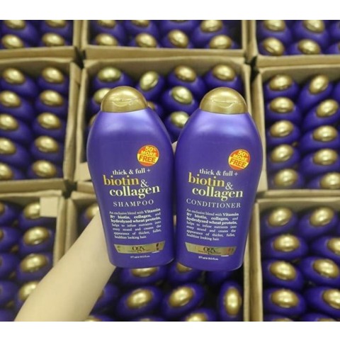 Biotin Collagen Bộ Dầu Gội Xả Biotin Tím Samia Dưỡng Tóc Phục Hồi Hư Tổn Chẻ Ngọn OGX 577ml 1 Cặp 2 Chai