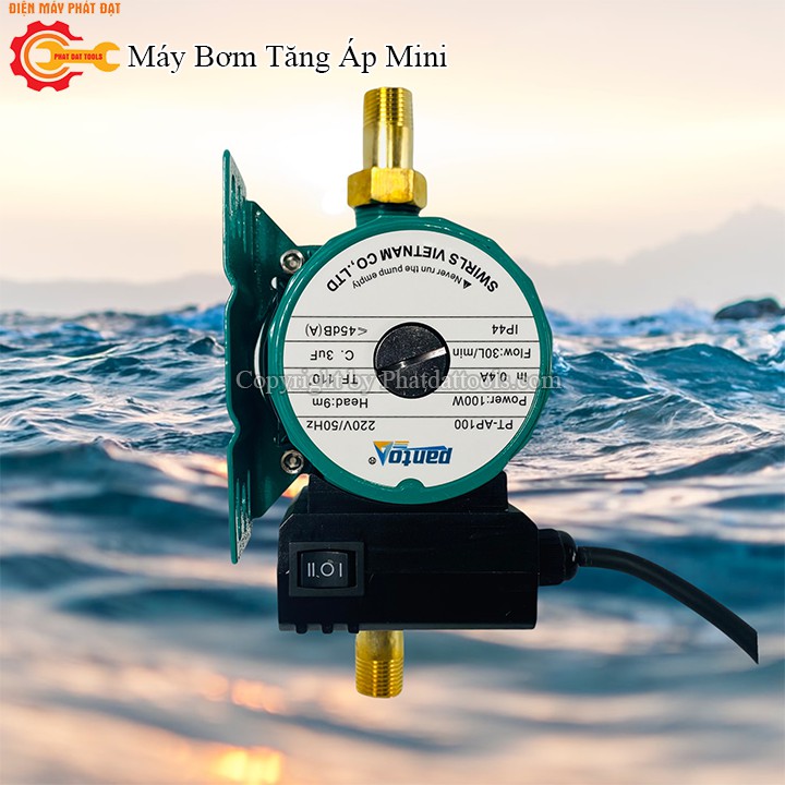 Máy Bơm Tăng Áp Mini  SWIRLS PT-AP100-Máy Bơm Chịu Nước Nóng-Rơle Từ Siêu Êm