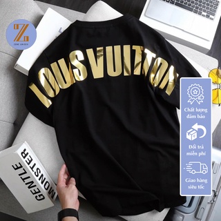 Áo thun tay lỡ ZONE UNISEX áo thun tay lỡ L.V phản quang lưng nhũ vàng