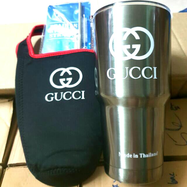 Combo ly giữ nhiệt thái 900ml màu bạc (kèm túi, 2 ống hút, 1 cọ)