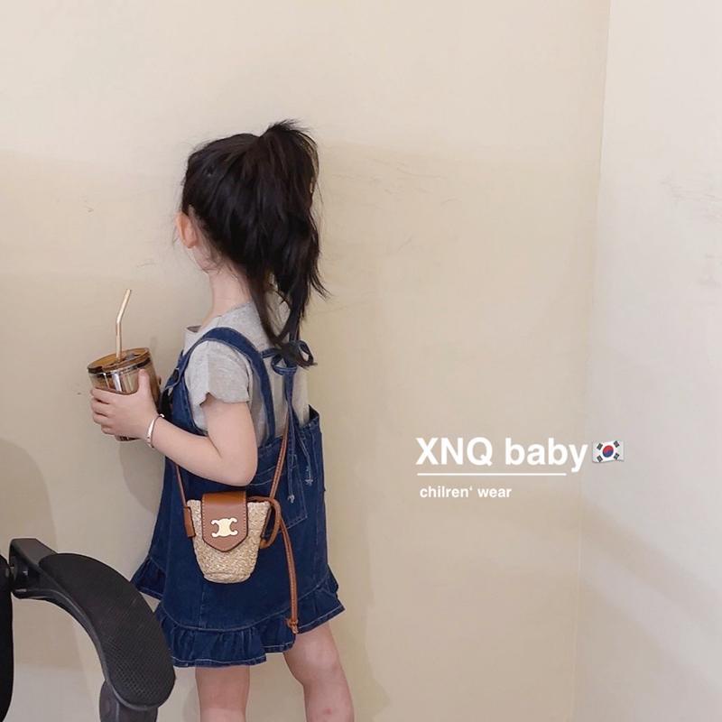 Set Áo Thun Ngắn Tay Và Đầm Yếm Hai Dây Phong Cách Hàn Quốc Thời Trang Mùa Hè Cho Bé Gái