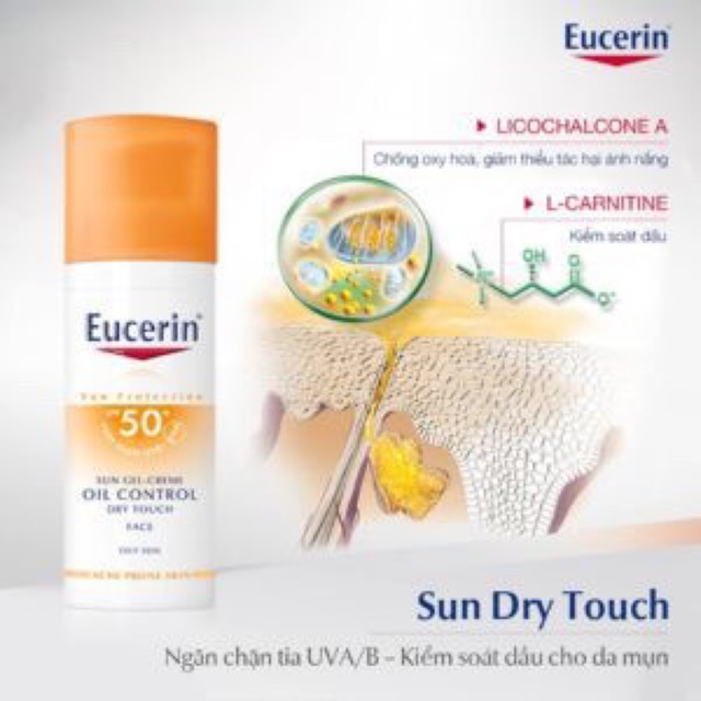 Kem chống nắng kiểm soát dầu Eucerin Sun Oil Control Dry Touch SPF 50+ (50ml)