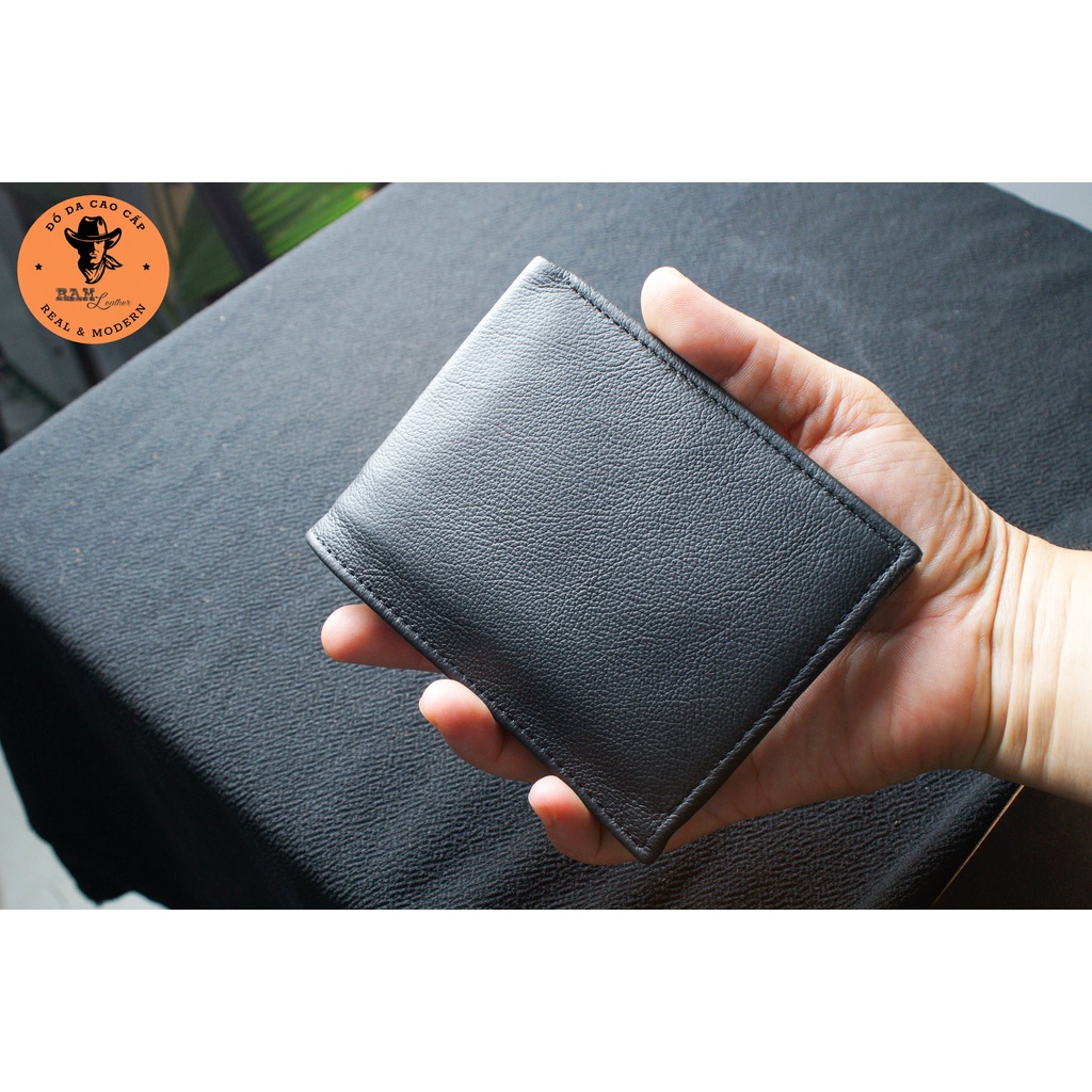 Ví nam da bò màu đen dáng ngang - RAM Leather
