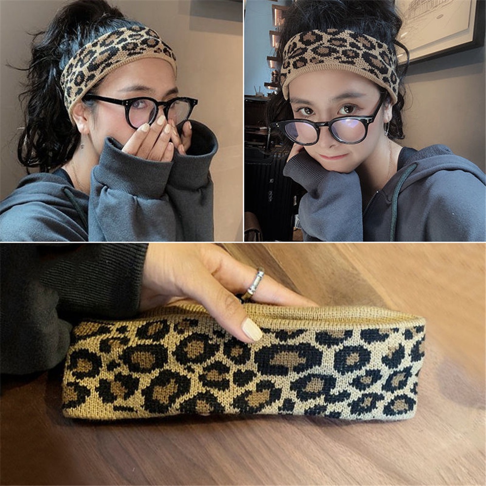 Băng Đô Dệt Kim Bản Rộng Họa Tiết Da Báo Có Thể Điều Chỉnh Dành Cho Nữ