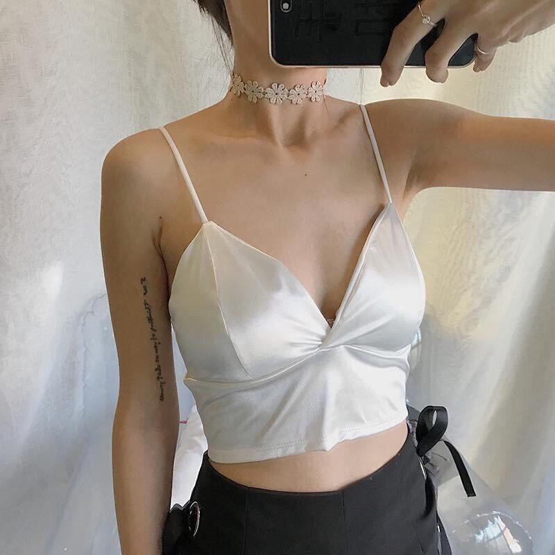 Áo Bra Satin Phi Bóng Bản To 💞 FREESHIP 💞 Áo Thiết Kế Không Gọng,Trang Nhã,Dễ Mặc Nâng Ngực Nhẹ