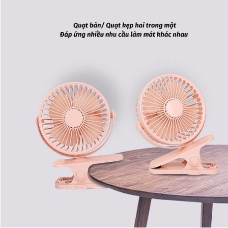Quạt Tích Điện Mini Quạt Kẹp Bàn Để Bàn Cực Mát Moda.H