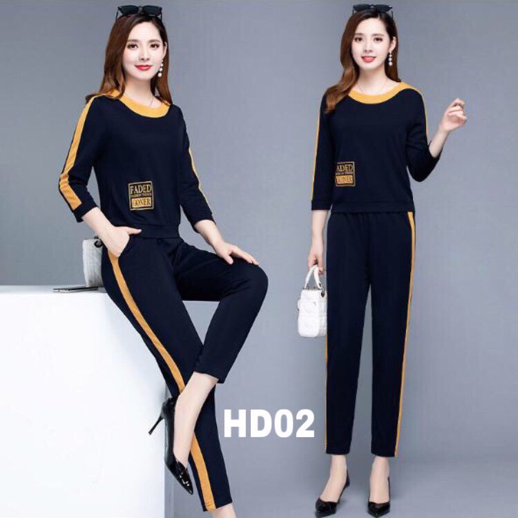 ĐỒ BỘ THUN THU ĐÔNG NỮ THỜI TRANG 3 SIZE 45-65KG TÙY CHIỀU CAO