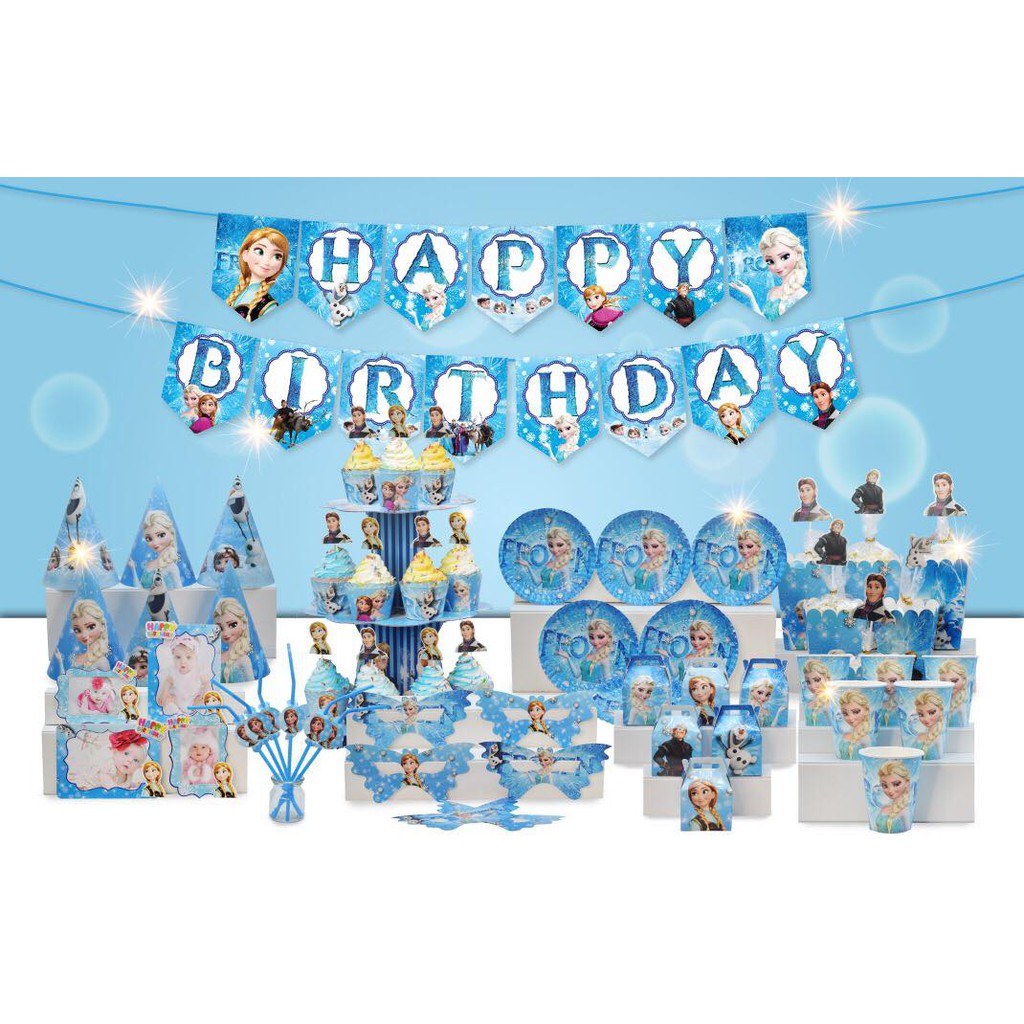 Set trang trí sinh nhật bé gái Bộ phụ kiện chủ đề công chúa Elsa | Shopee Việt Nam