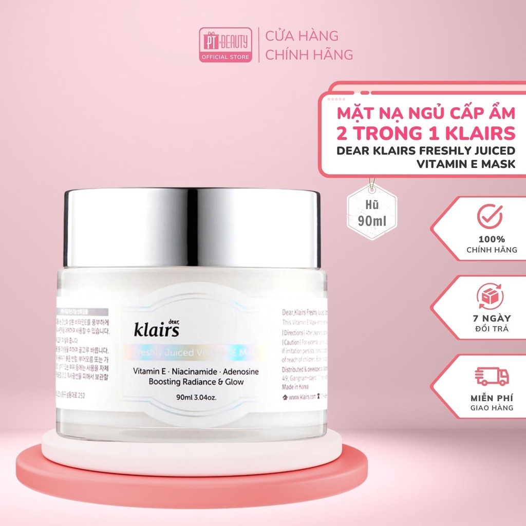 Mặt nạ ngủ cấp ẩm 2 trong 1 Dear Klairs Freshly Juiced Vitamin E Mask 90ml