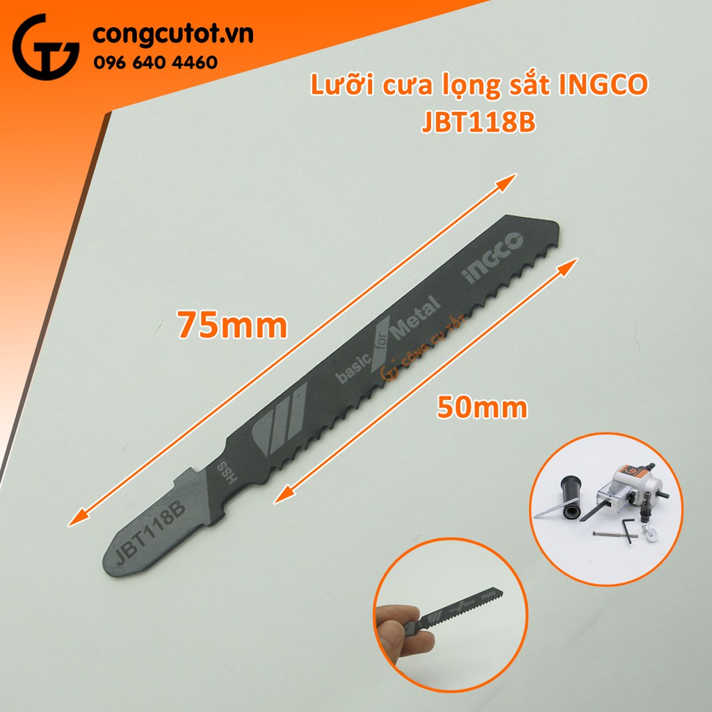 Bộ 5 lưỡi cưa lọng sắt 50mm bằng thép gió Ingco JBT118B
