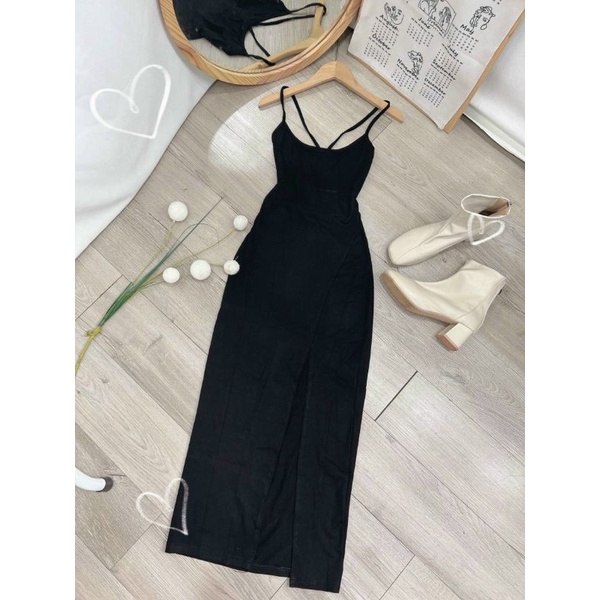 Đầm body đan dây sau xẻ đùi mã 0204