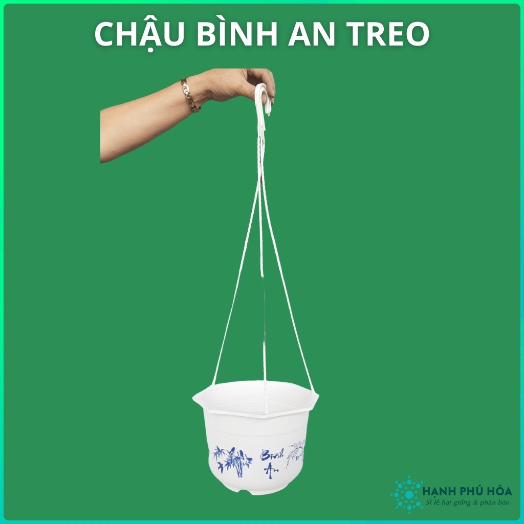 Chậu Nhựa Tròn Treo Trồng Hoa Lan, Cây Kiểng Bình An Xanh - Chậu Nhựa , Đẹp, Nhẹ, Chắc Chắn, Có Hoa Văn