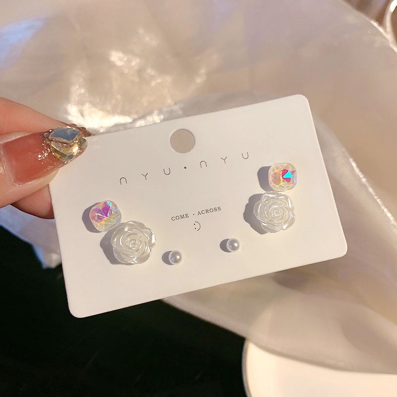 Set 3 Khuyên Tai Đính Ngọc Trai Giả Thời Trang