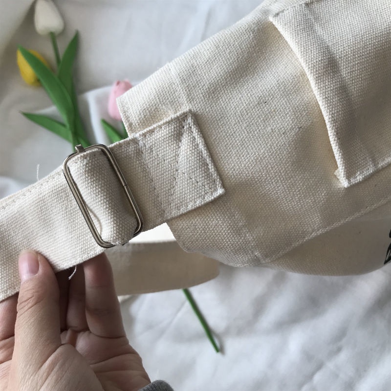 Túi Đeo Vai Vải Canvas Cỡ Lớn In Chữ Phong Cách Hàn Quốc Cổ Điển Thời Trang Cho Nữ