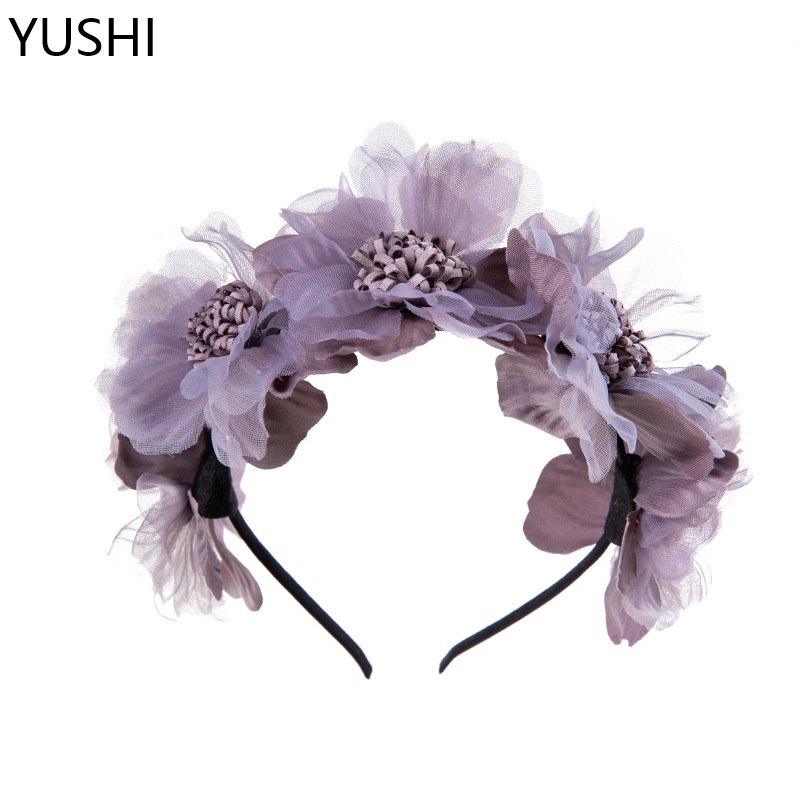 Băng Đô Cài Tóc Đính Hoa Giả 4 Màu Sắc Sáng Tạo Dành Cho Bé Gái