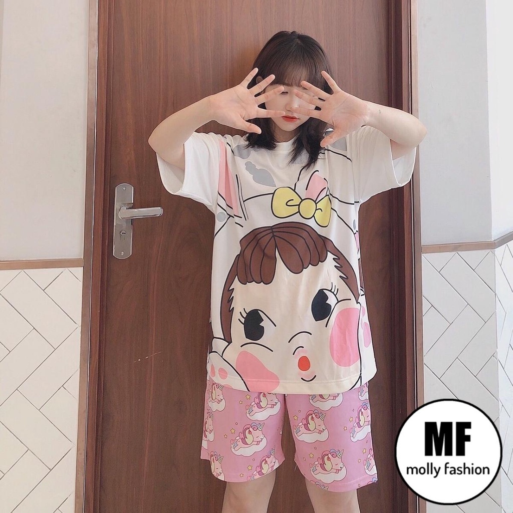 Set đồ bộ hoạt hình ❤️ Bộ mặc nhà Cartoon CÔ BÉ MÁ HỒNG form rộng Freesize Molly Fashion