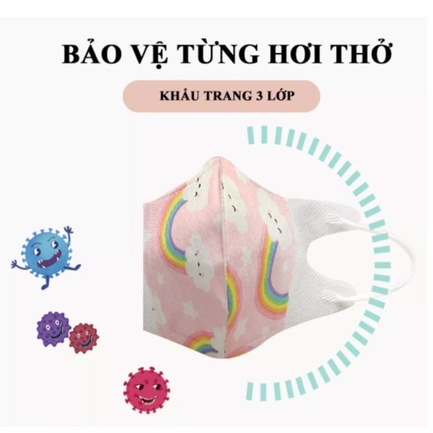 Túi zip 10 Khẩu trang trẻ em 3D kháng khuẩn tái sử dụng được