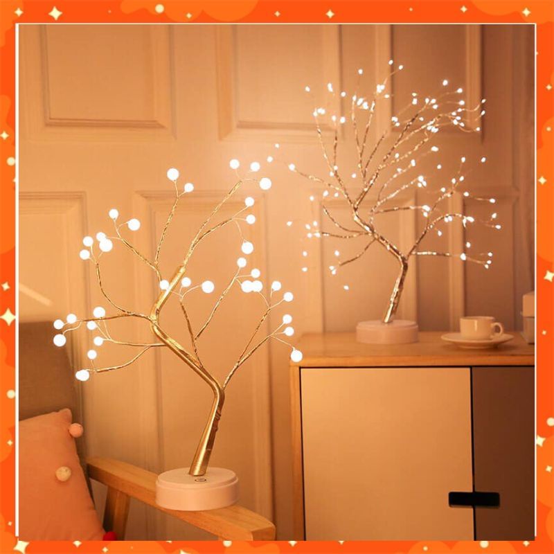 Đèn ngủ để bàn, đèn LED trang trí hình cây thông Noel 36 bóng và 108 bóng, decor phòng ngủ, bàn làm việc