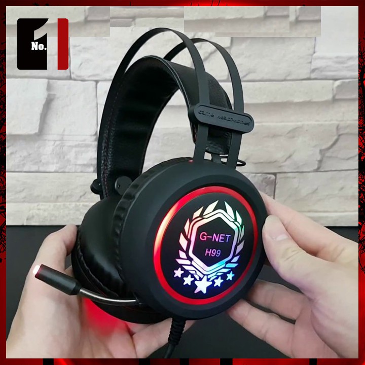 Tai Nghe Nhạc Headphone Gaming LED Chụp Tai Có Dây GNet H99 Tai NGhe Game Thủ Có Mic Máy Vi Tính Laptop Pc