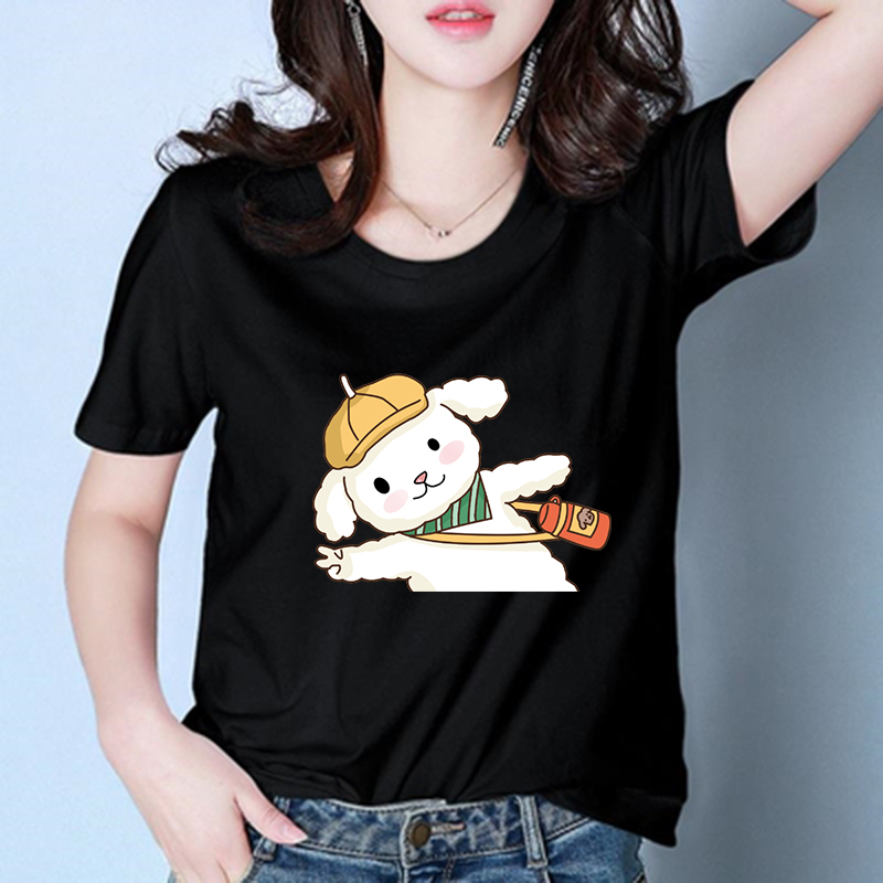 Women's Clothing Blouse Summer Short-sleeve perempuan T-shirt Fashion top Round Neck Student Clothes