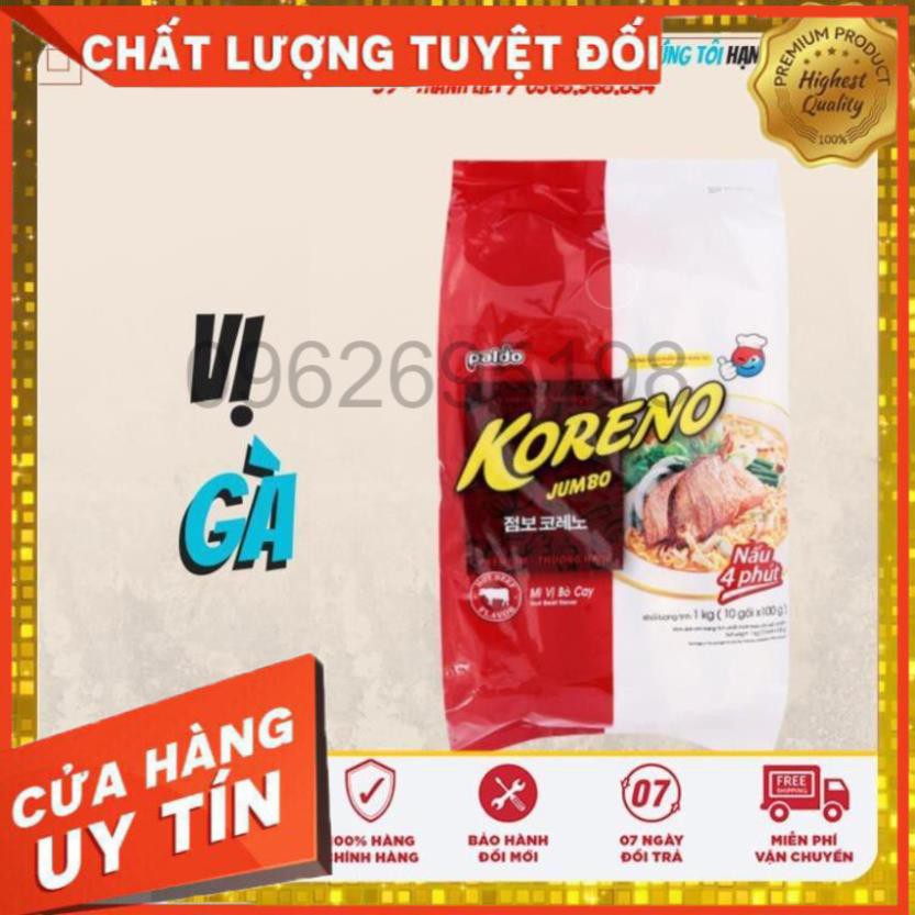 MÌ KORENO JUMBO HÀN QUỐC 1KG GÀ - TÔM - BÒ CAY - KIM CHI