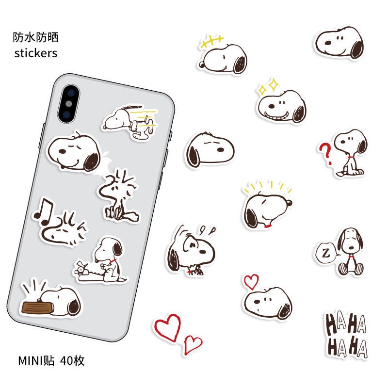 Miếng dán trang trí hình chú chó snoopy xinh xắn chống thấm nước