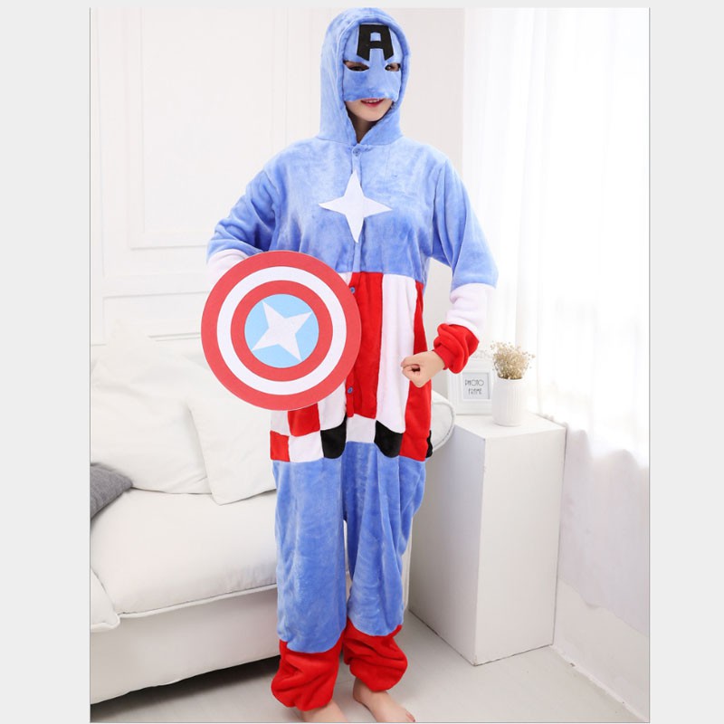 Bộ Đồ Thú Captain America (Có Khiên) - Chất Nhung Mịn Cao Cấp [FREESHIP]