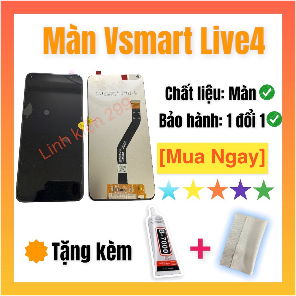 [Tặng Keo Dán+Khăn lau] - Màn hình Vsmart Live4 xịn