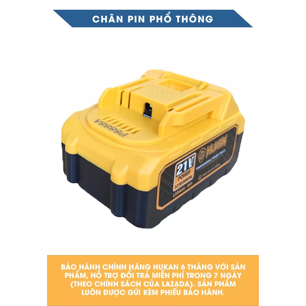 Pin HUKAN 10cell 21V chân pin phổ thông dung lượng cao phù hợp cho dòng máy khoan X1 X6 X7 X8 X9 AG-PR99 cưa máy