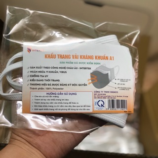 Khẩu trang vải 3 lớp A1 (có lớp kháng khuẩn, cty Việt Nam sản xuất)