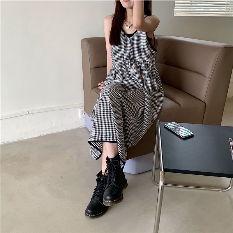 Váy Babydoll Cổ V Phong Cách Ulzzang