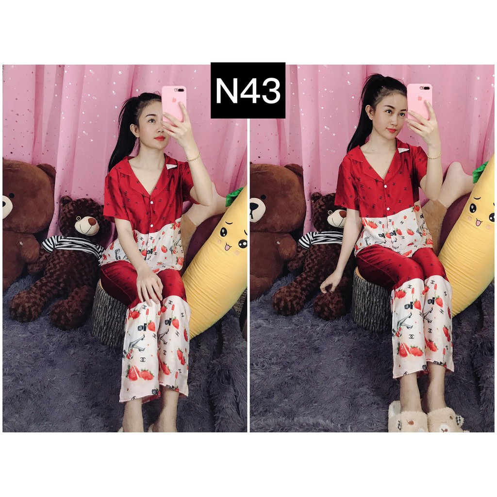 Đồ Bộ Nữ Lụa Satin Tay Ngắn Quần Dài Siêu Đẹp Siêu Sang_Kèm Hình Thật | BigBuy360 - bigbuy360.vn