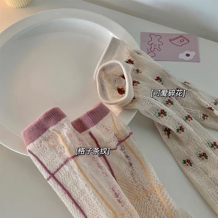 Vớ lưới cổ cao họa tiết dễ thương nhiều kiểu tùy chọn cho nữ