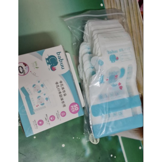 Hộp 50 túi trữ sữa có vòi 250ml Babuu Nhật Bản hình Voi có vòi rót tiện lợi